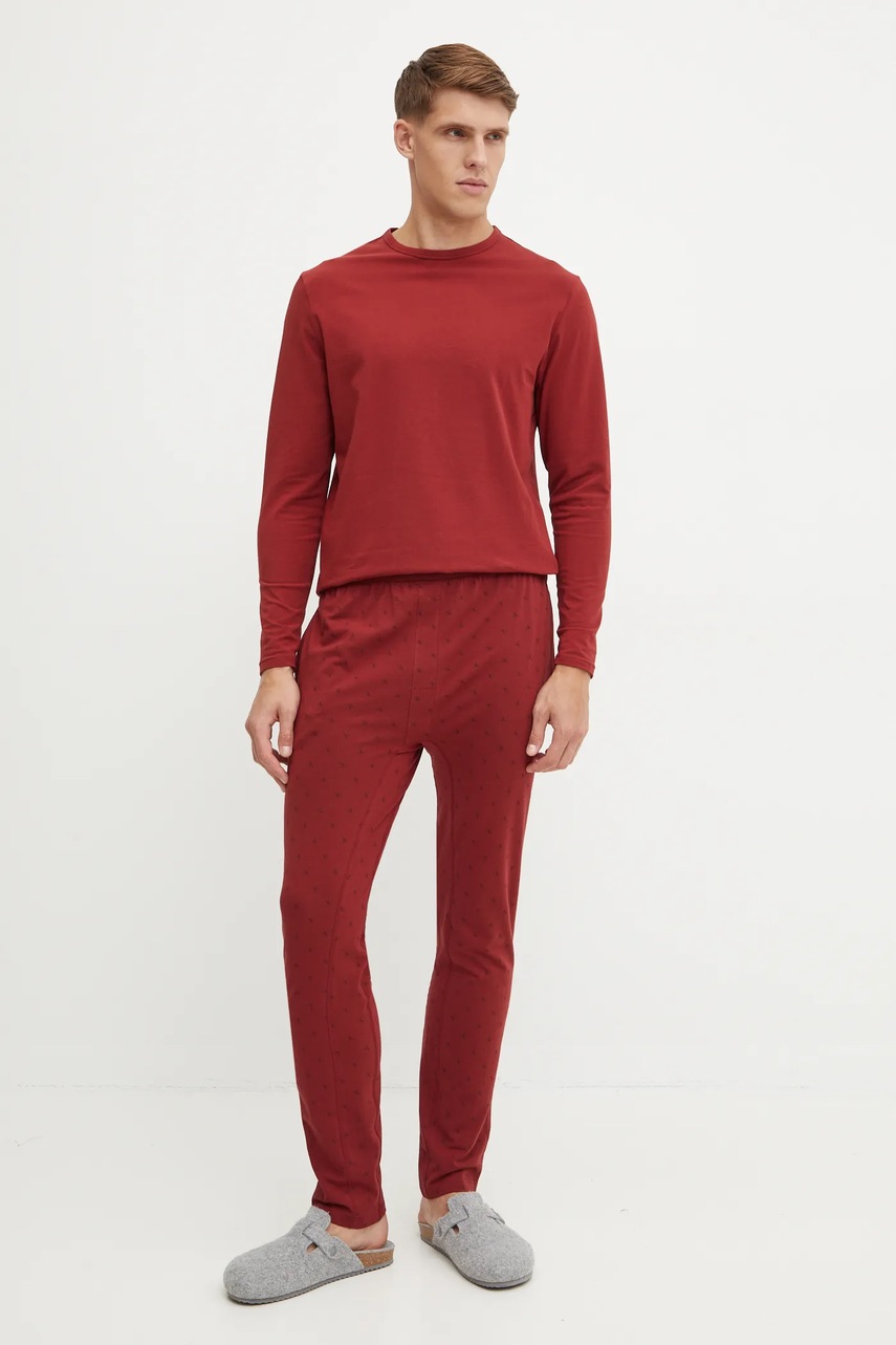 

Пижама Calvin Klein Underwear мъжка в бордо с десен 000NM2846E