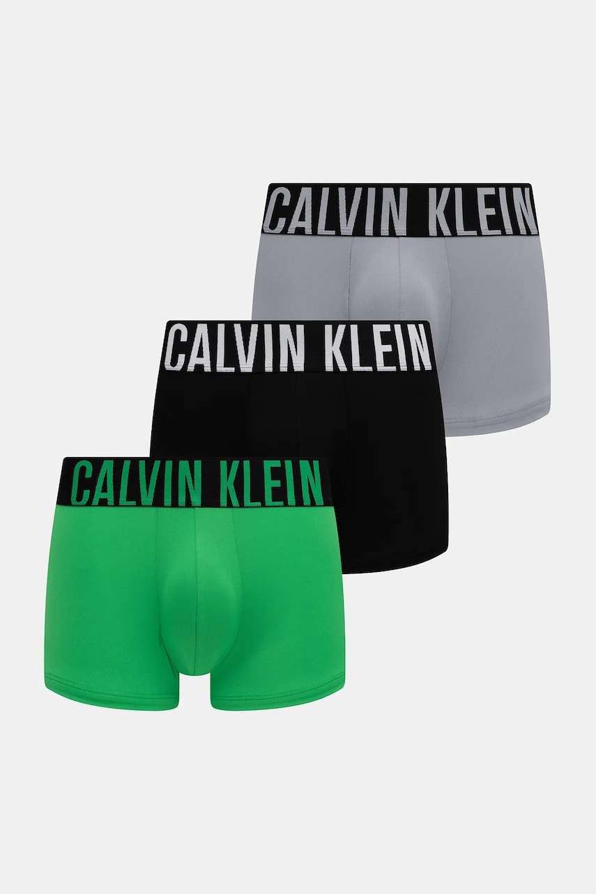 Levně Boxerky Calvin Klein Underwear 3-pack pánské, zelená barva, 000NB3611A