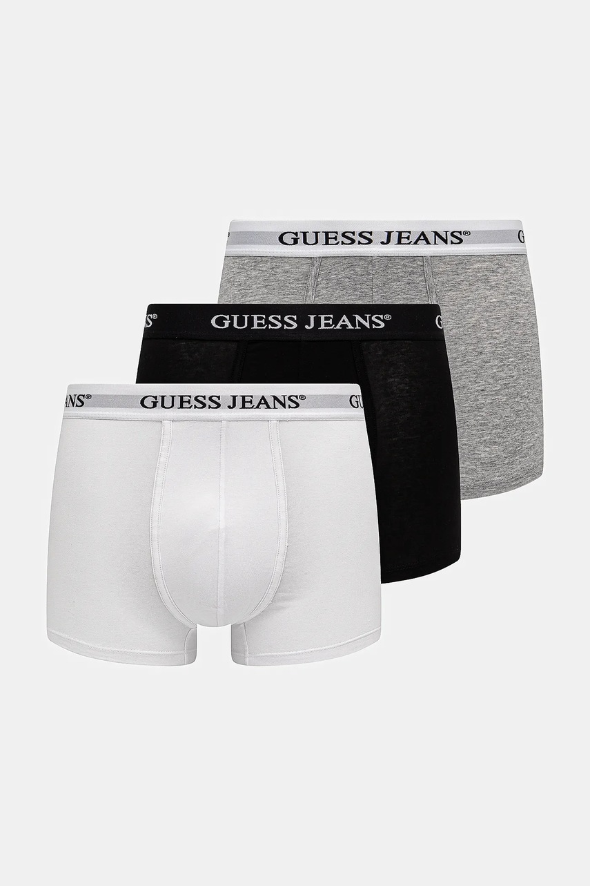 Levně Boxerky Guess Jeans 3-pack pánské, šedá barva, M4BZ48 K6YW1