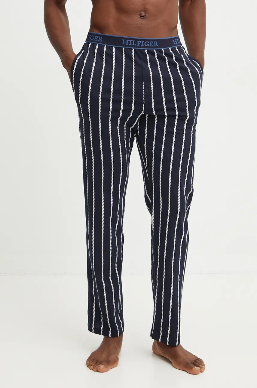 

Памучно долнище на пижама Tommy Hilfiger в тъмносиньо с десен UM0UM03368, Тъмносин