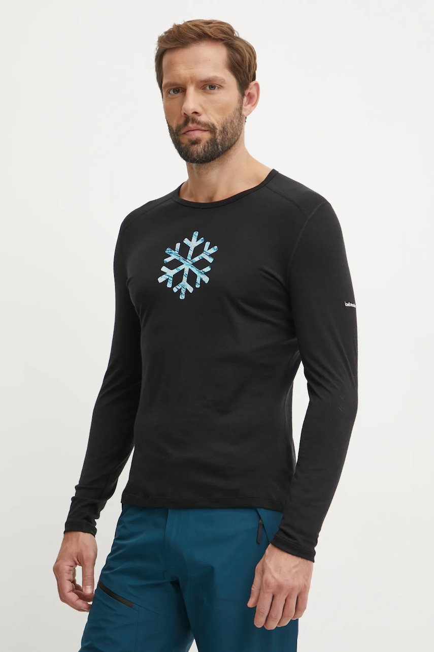 Icebreaker longsleeve funcțional Icebreaker x Protect Our Winters culoarea negru, IB0A575Q0011