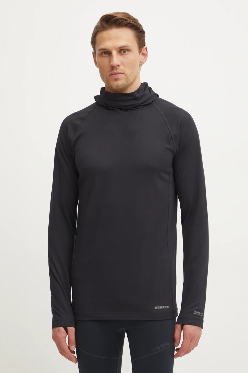 Burton longsleeve funcțional Midweight X Base Layer Long Neck Hoodie culoarea negru, 222011