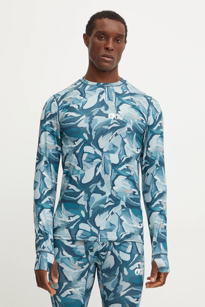 Picture longsleeve funcțional Nangha Printed culoarea turcoaz, MTS1167