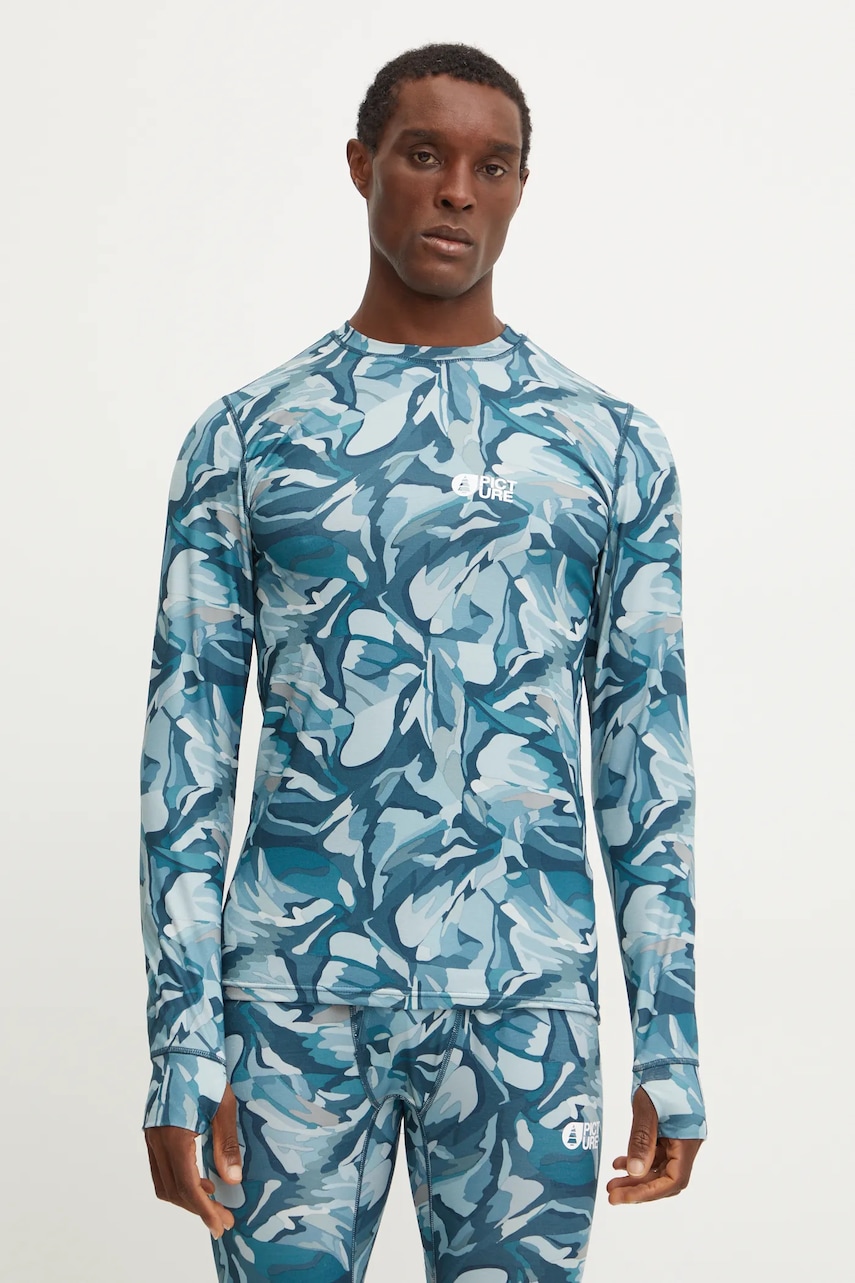 Picture longsleeve funcțional Nangha Printed culoarea turcoaz, MTS1167