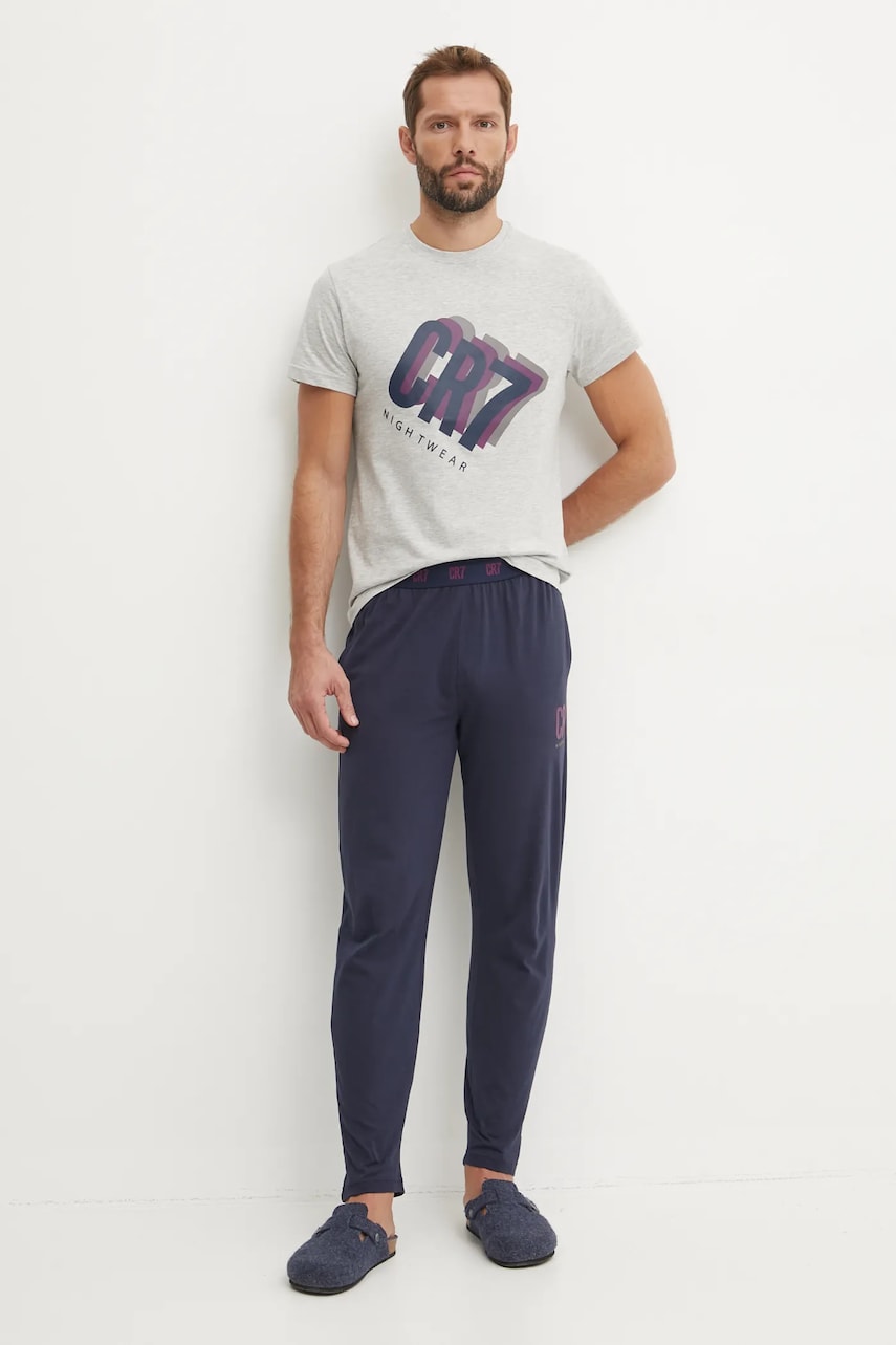 CR7 Cristiano Ronaldo pijama barbati, culoarea gri, cu imprimeu, 8730-42-1042 CR7 Cristiano Ronaldo pijama barbati, culoarea gri, cu imprimeu, 8730-42-1042