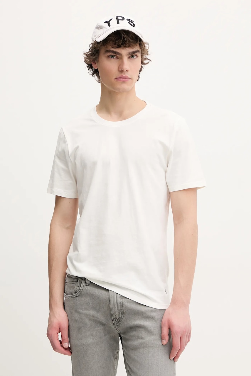 AllSaints tricou 2-pack barbati, culoarea bej, neted, ASM493451 AllSaints tricou 2-pack barbati, culoarea bej, neted, ASM493451