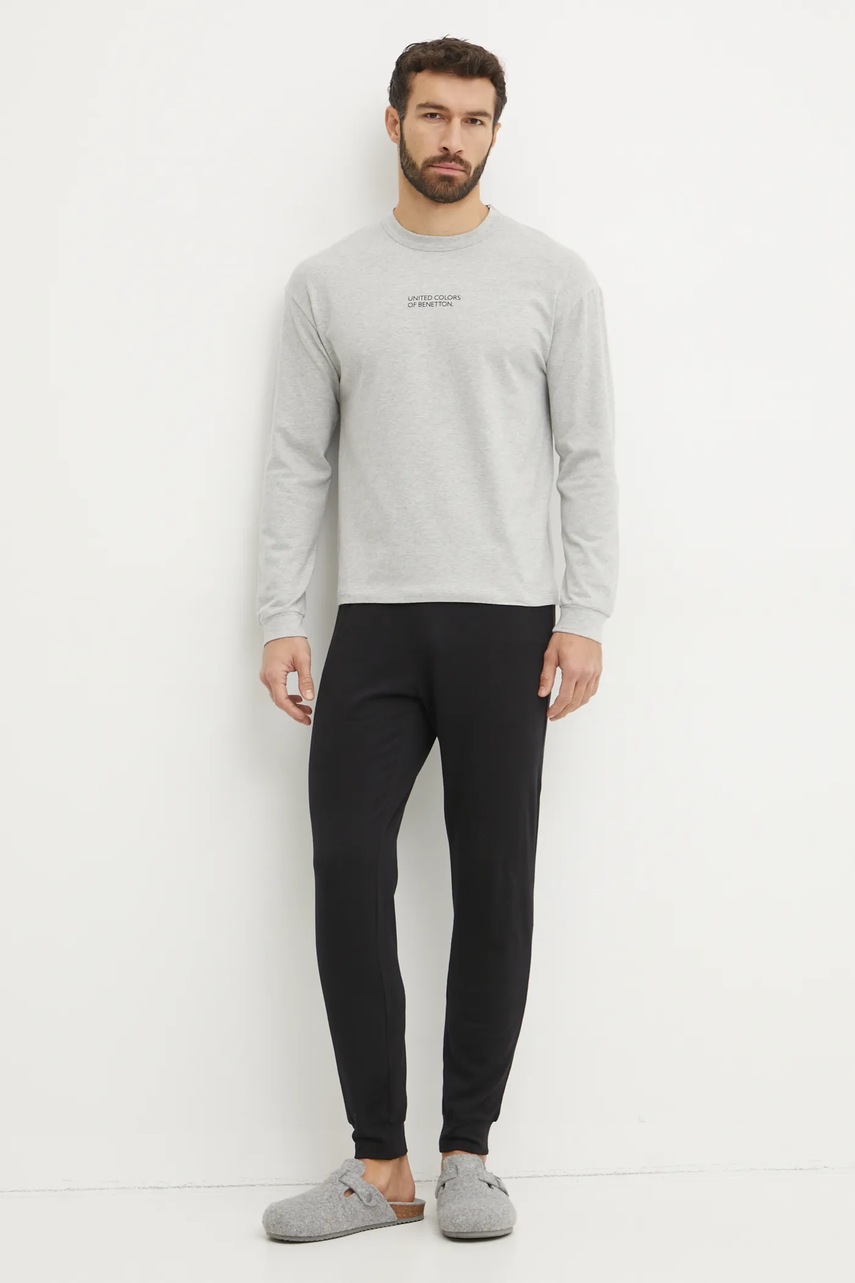 

Пижама United Colors of Benetton мъжка в сиво с принт 37YW4P02R, Сив