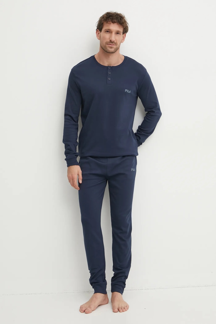 

Памучна пижама Fila в тъмносиньо с изчистен дизайн FPW1205, Тъмносин