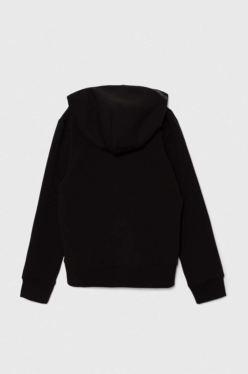 Дитяча кофта Calvin Klein Jeans колір чорний з капюшоном з принтом IB0IB02140