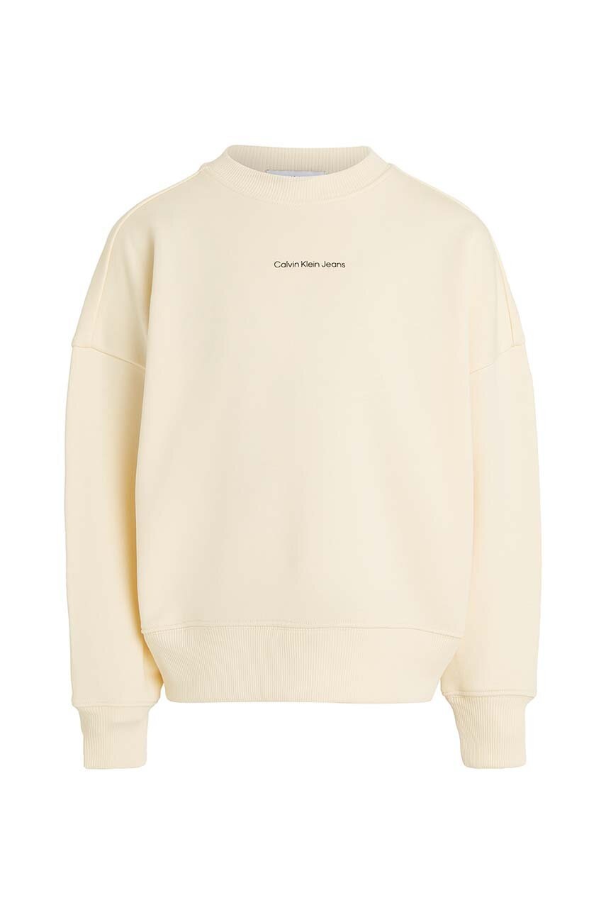 Детская хлопковая кофта Calvin Klein Jeans цвет бежевый с принтом IB0IB02258 Детская хлопковая кофта Calvin Klein Jeans цвет бежевый с принтом IB0IB02258