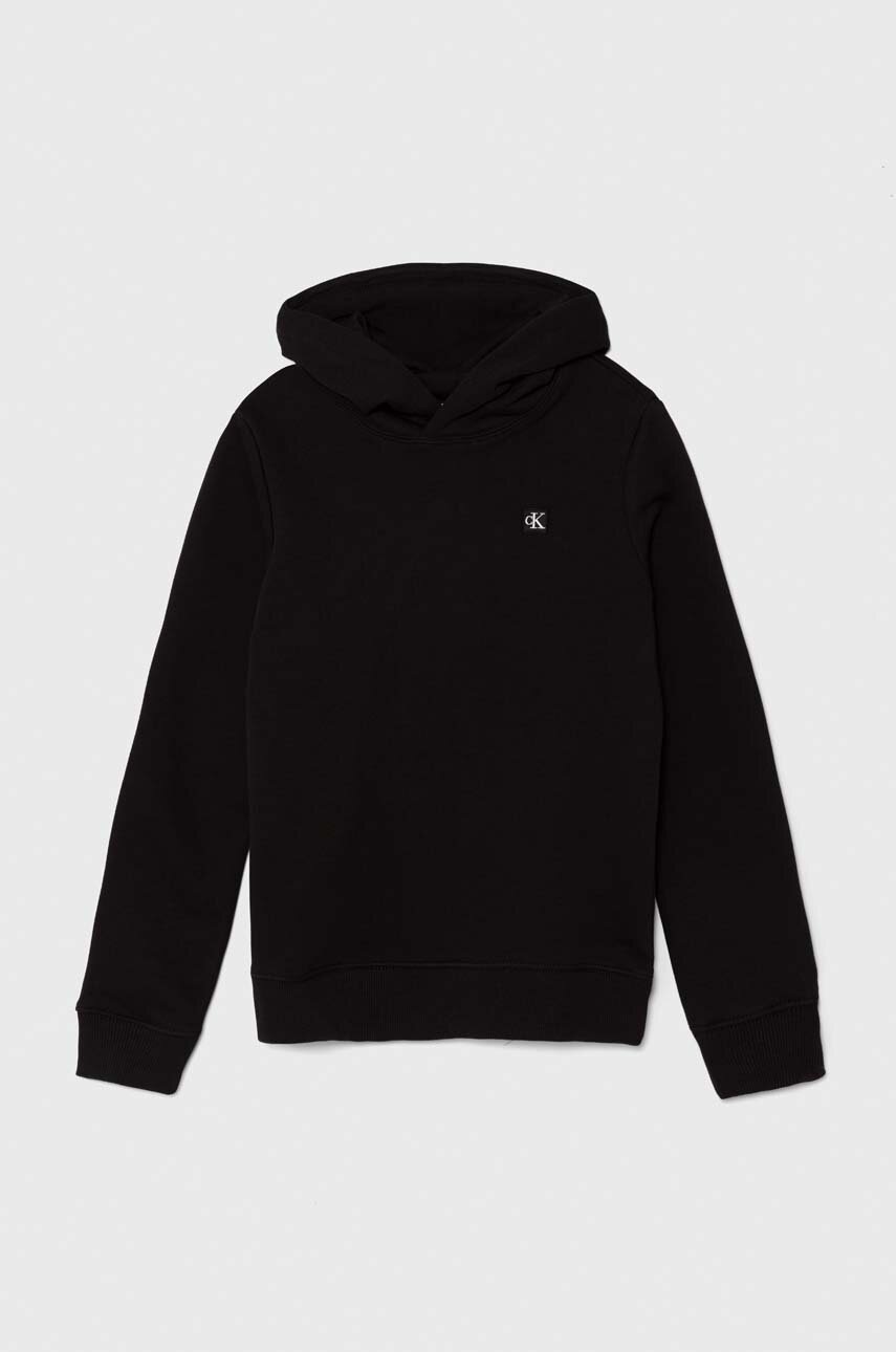 

Детски суичър Calvin Klein Jeans в черно с качулка с изчистен дизайн IU0IU00617, Черен