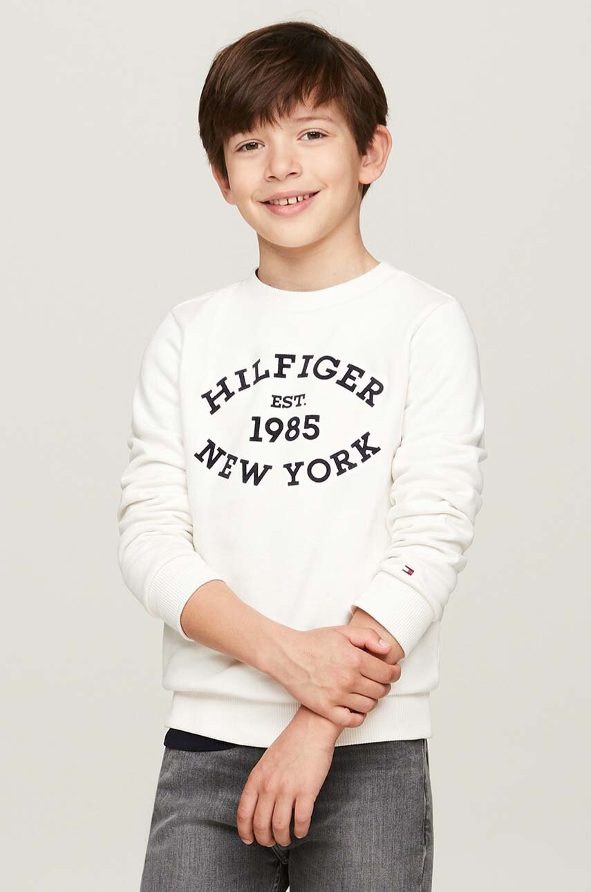 

Детски суичър Tommy Hilfiger в бяло с принт KB0KB09048, Бял