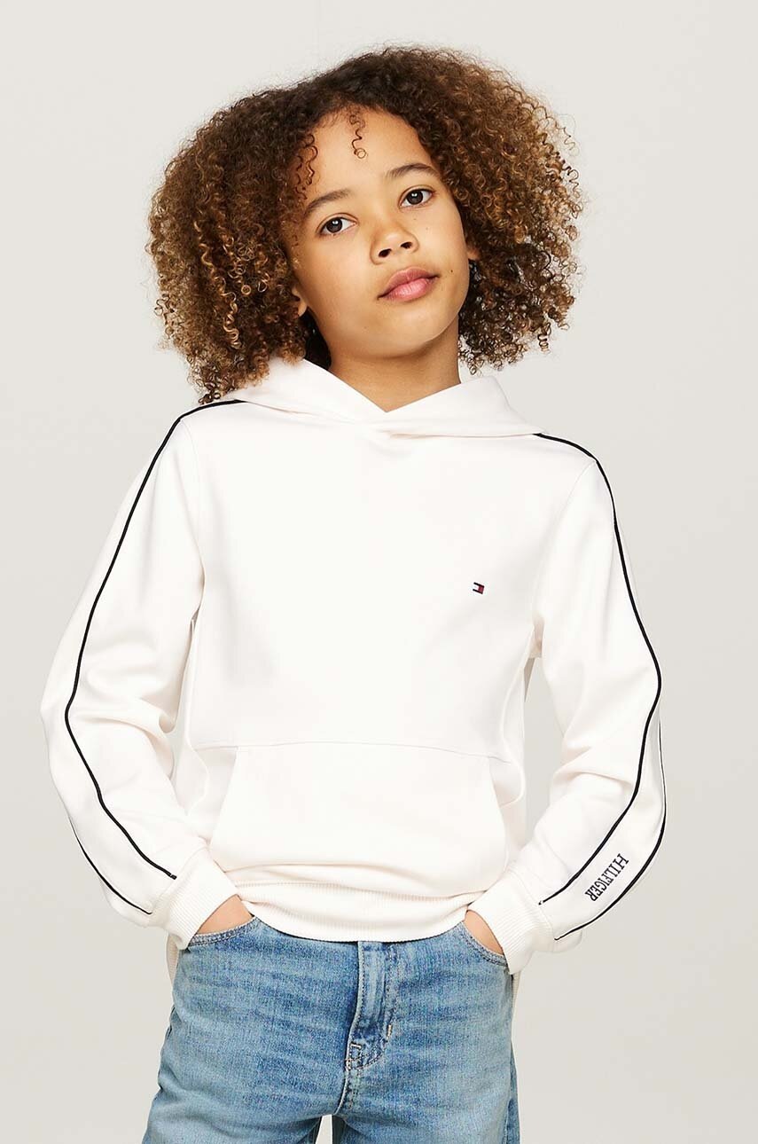 

Детски суичър Tommy Hilfiger в бяло с качулка с апликация KB0KB09054, Бял