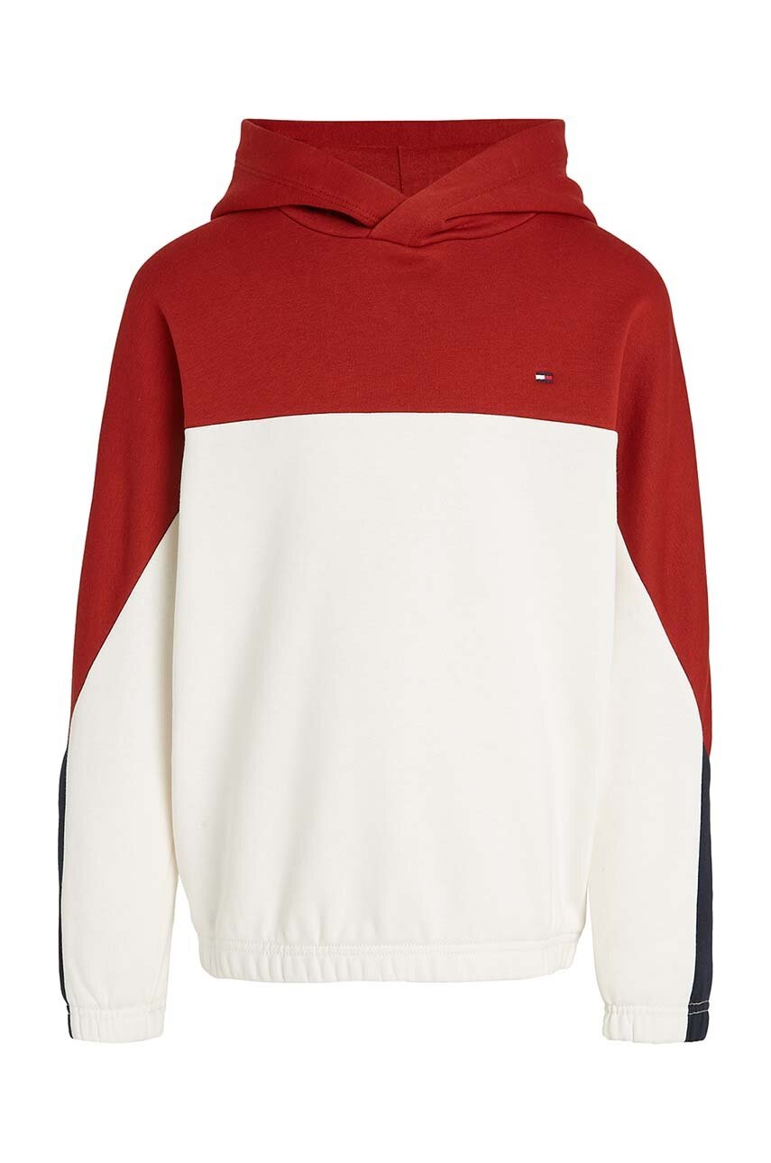 Детская кофта Tommy Hilfiger цвет красный с капюшоном KB0KB09144 Детская кофта Tommy Hilfiger цвет красный с капюшоном KB0KB09144