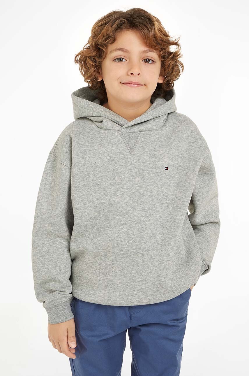 

Детски суичър Tommy Hilfiger в сиво с качулка с изчистен дизайн KS0KS00562, Сив