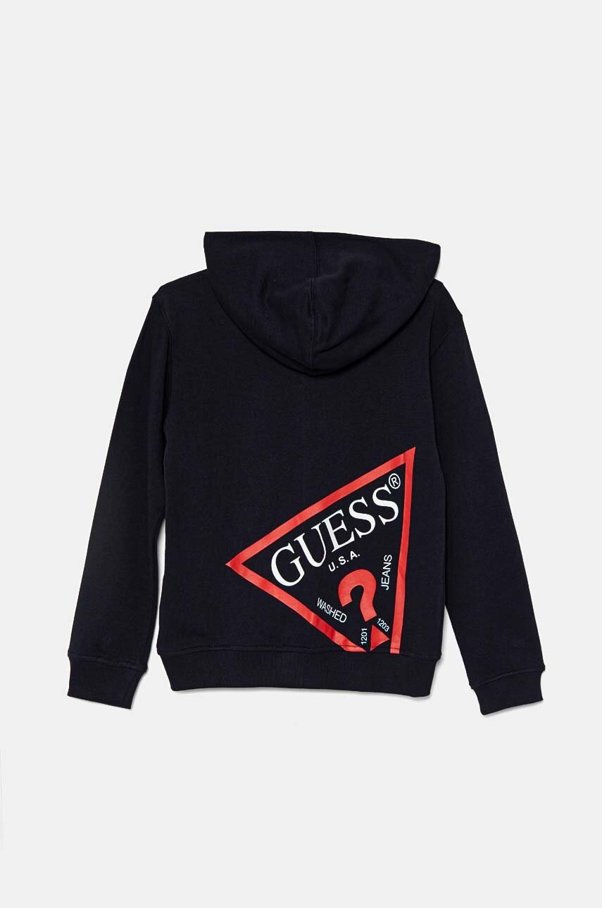 Детская хлопковая кофта Guess цвет синий с капюшоном с принтом L4RQ22 KAUG0 в Днепре