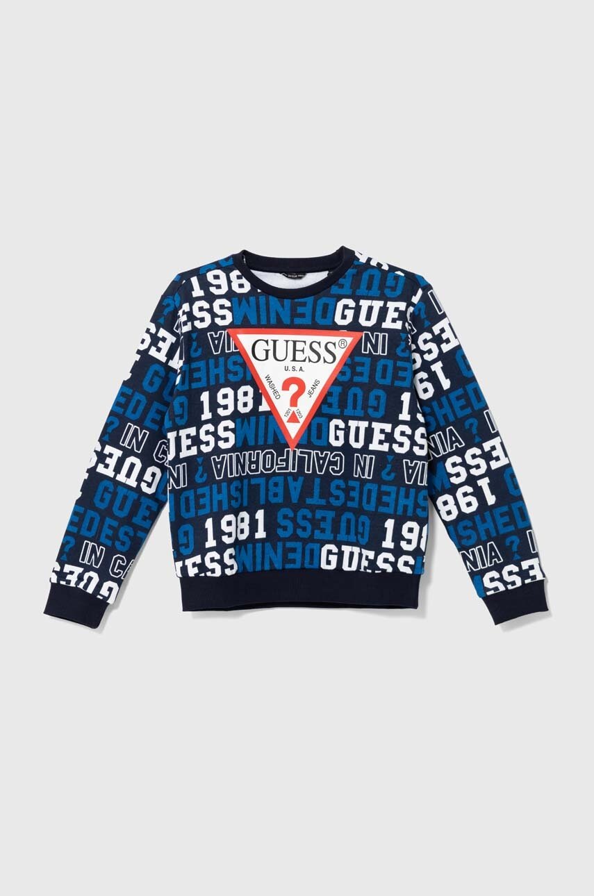 

Детски памучен суичър Guess в тъмносиньо с десен L4YQ02 KA6R3, Тъмносин