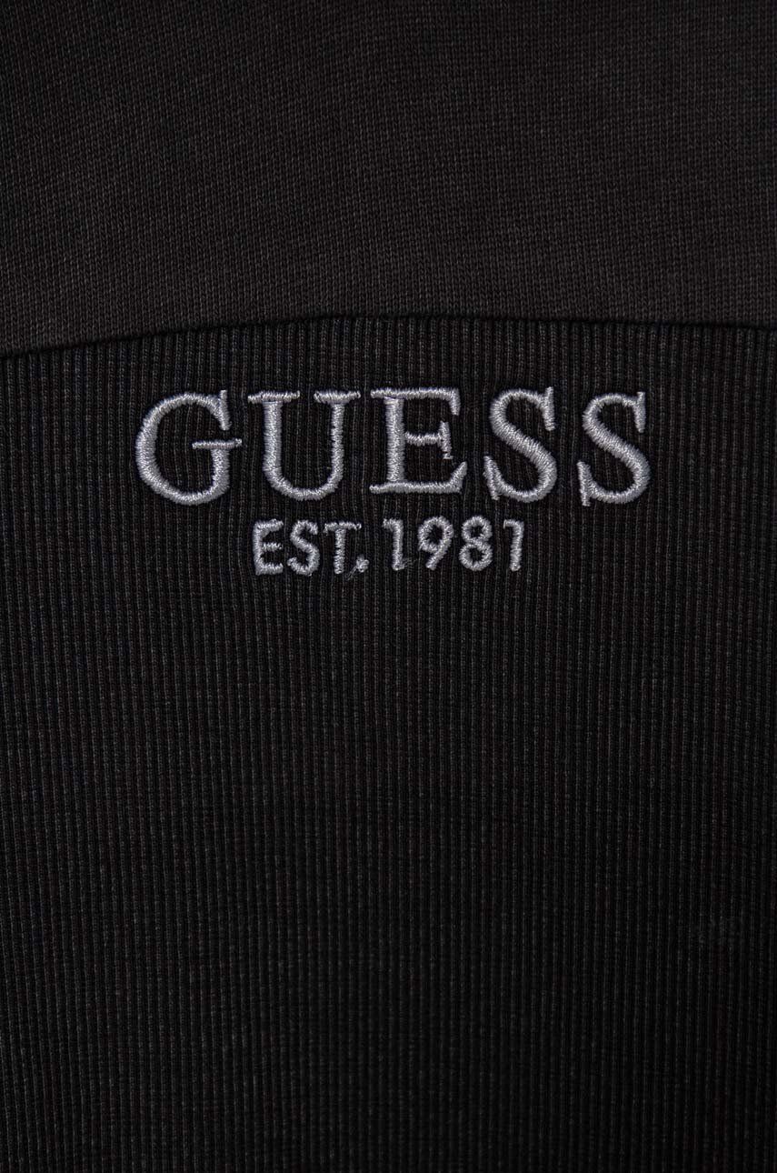 Dječja Pamučna Dukserica Guess Boja: Crna, S Kapuljačom, S Aplikacijom, L4YQ09 KAX74