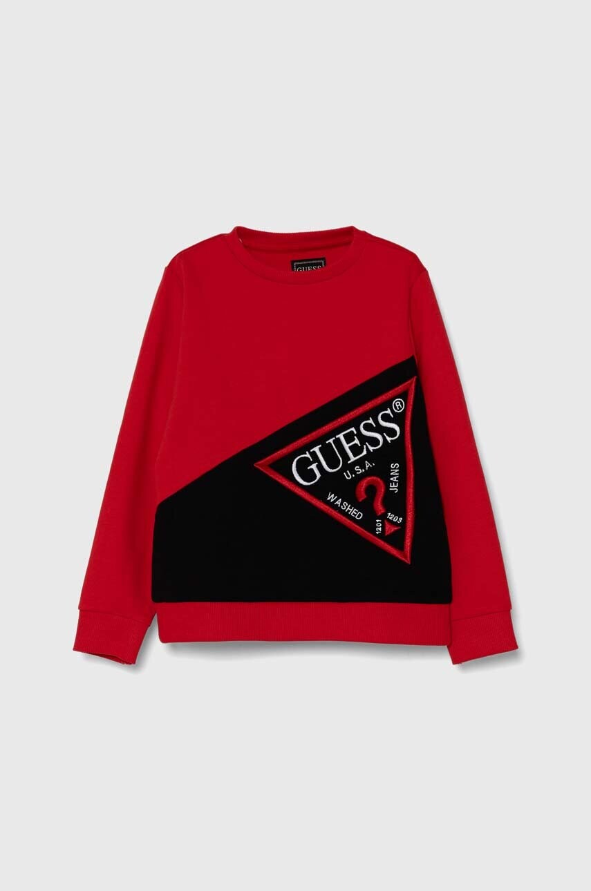 

Детски памучен суичър Guess в червено с апликация N4YQ04 KA6R4, Червен