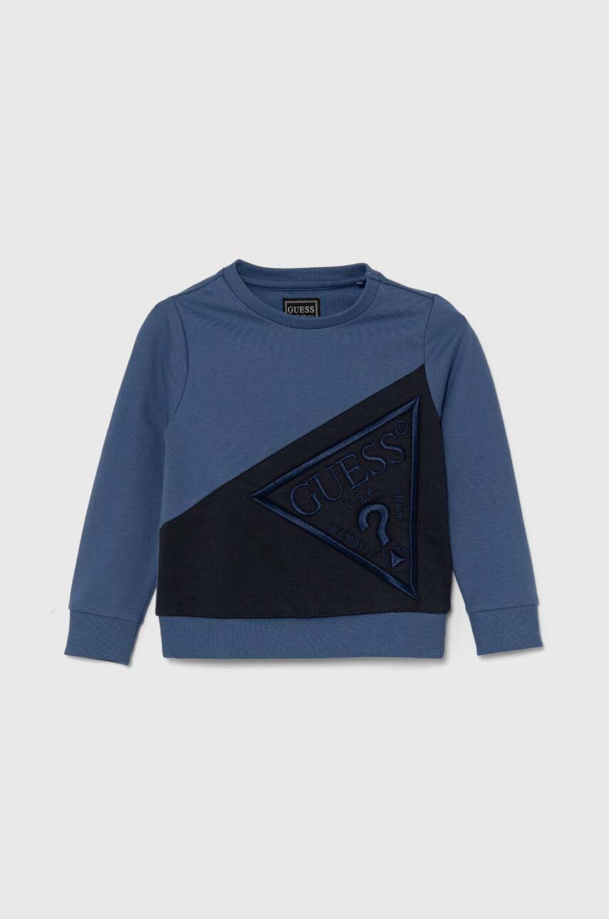 

Детски памучен суичър Guess в синьо с апликация N4YQ04 KA6R4, Син