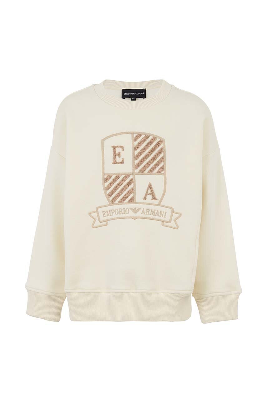 

Детски памучен суичър Emporio Armani в бежово с апликация 6D4MJ9 3J5XZ, Бежов