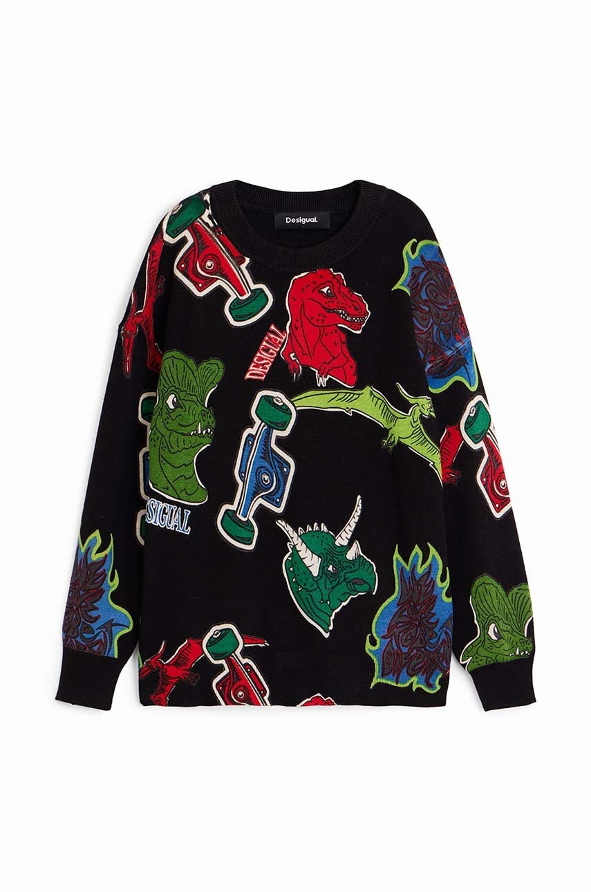 Дитяча кофта Desigual колір чорний візерунок 24WBJF01 Дитяча кофта Desigual колір чорний візерунок 24WBJF01