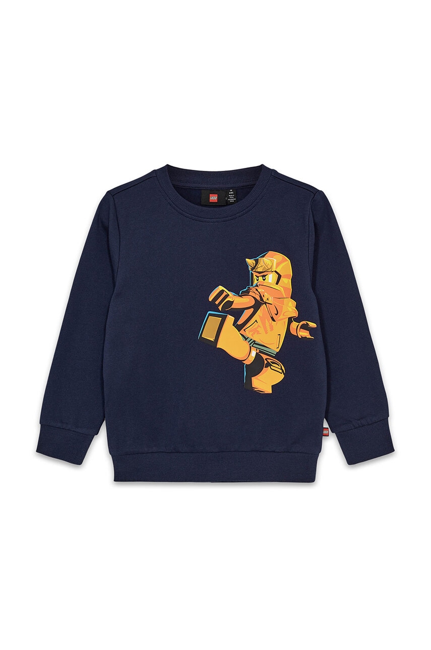 Lego hanorac de bumbac pentru copii LWSCOUT 704 culoarea albastru marin, cu imprimeu, 12011342