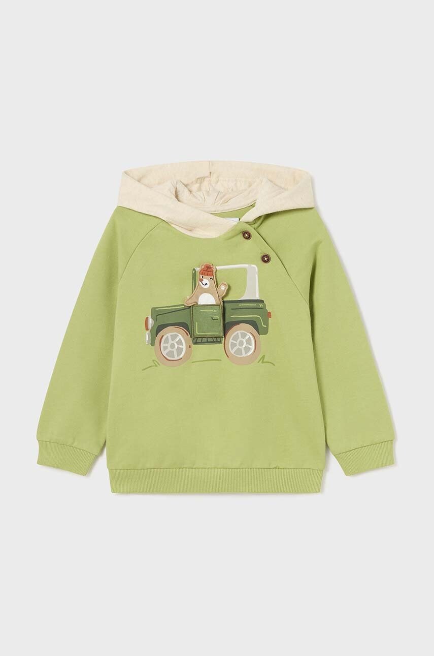 Mayoral bluza bebe culoarea verde, cu glugă, cu imprimeu, 2460