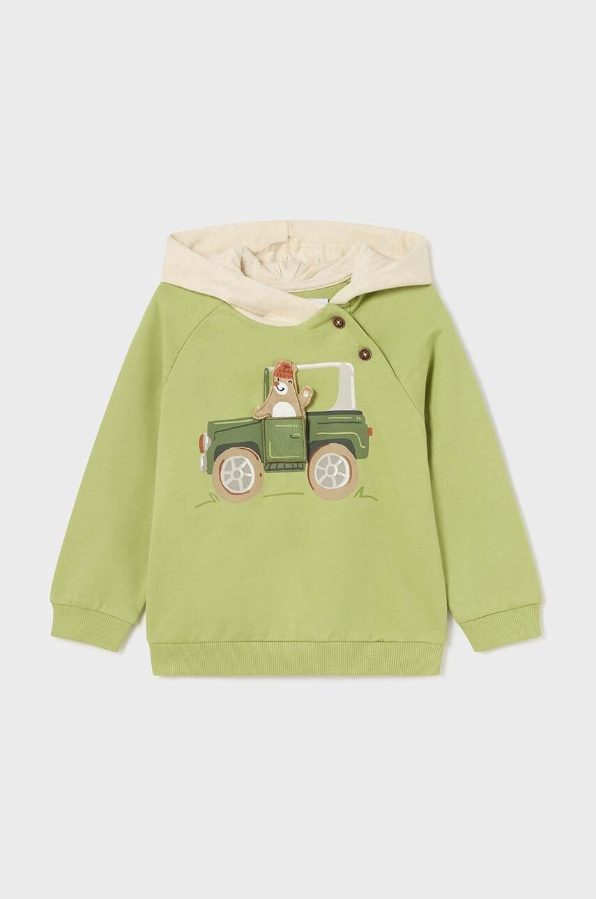 Mayoral bluza bebe culoarea verde, cu glugă, cu imprimeu, 2460