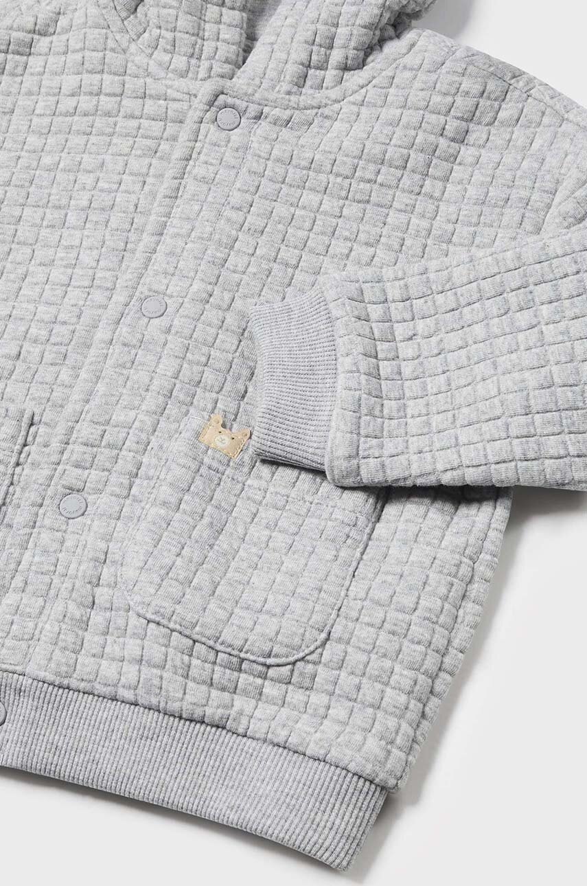 Кофта для немовлят Mayoral колір сірий з капюшоном однотонна 2472 Кофта для немовлят Mayoral колір сірий з капюшоном однотонна 2472