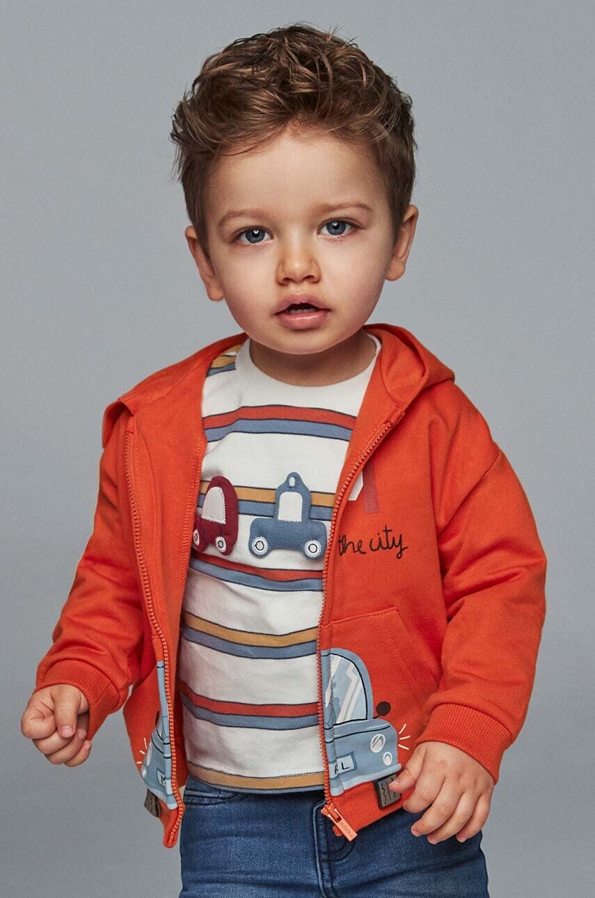 Mayoral bluza bebe culoarea portocaliu, cu glugă, cu imprimeu, 2475