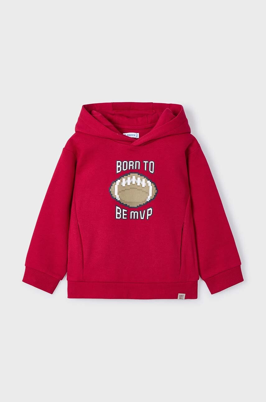 Mayoral bluza copii culoarea rosu, cu glugă, cu imprimeu, 4451