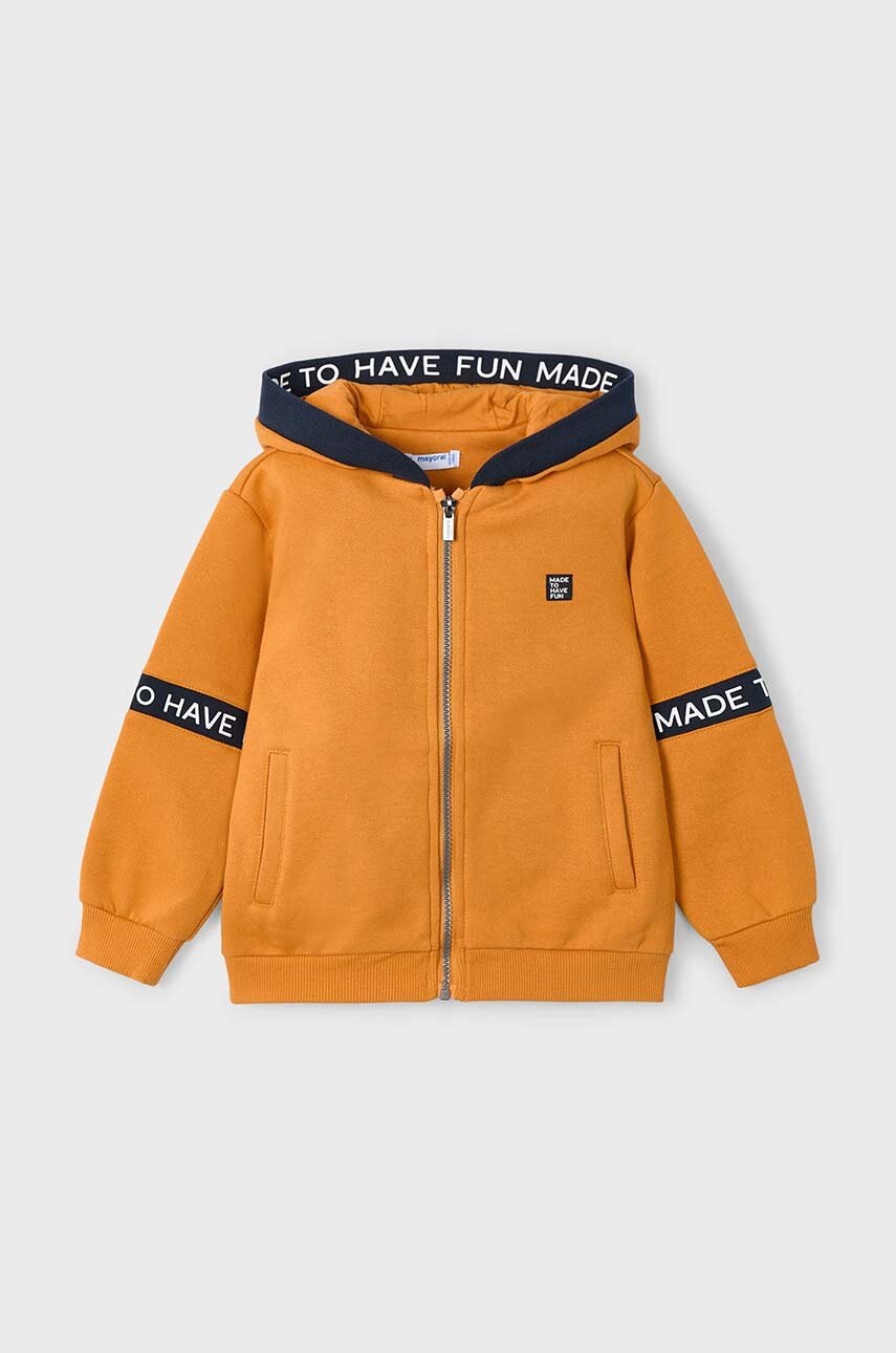 Mayoral bluza copii culoarea portocaliu, cu glugă, cu imprimeu, 4473