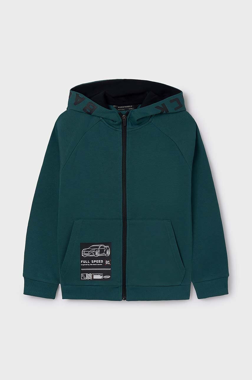Mayoral bluza copii culoarea verde, cu glugă, cu imprimeu, 7464
