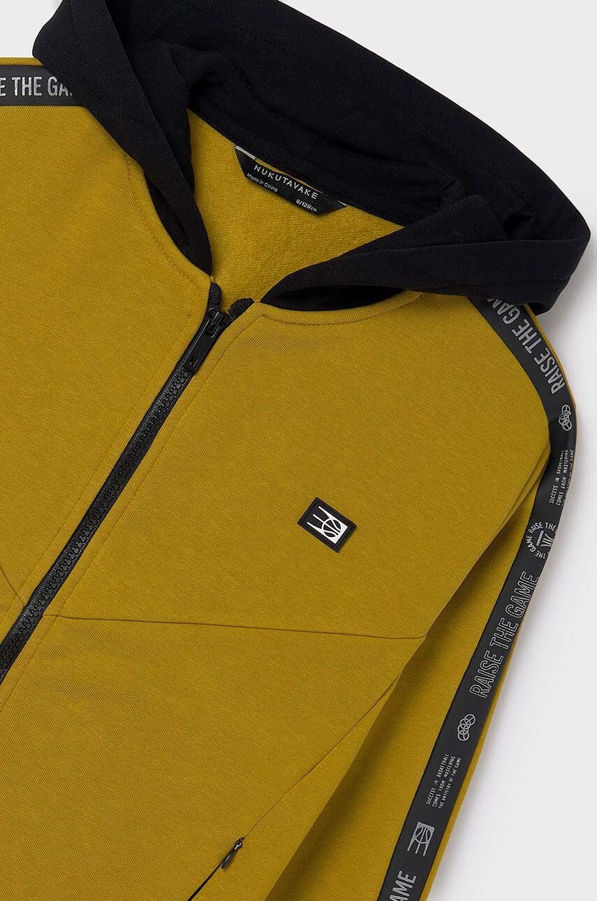 Детская кофта Mayoral цвет жёлтый с капюшоном с аппликацией 7466