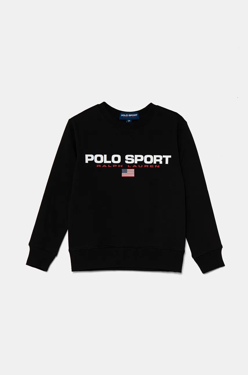 Levně Dětská mikina Polo Ralph Lauren černá barva, s potiskem, 323962110002