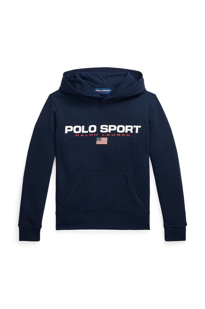 

Детски суичър Polo Ralph Lauren в тъмносиньо с качулка с принт 323962111001, Тъмносин