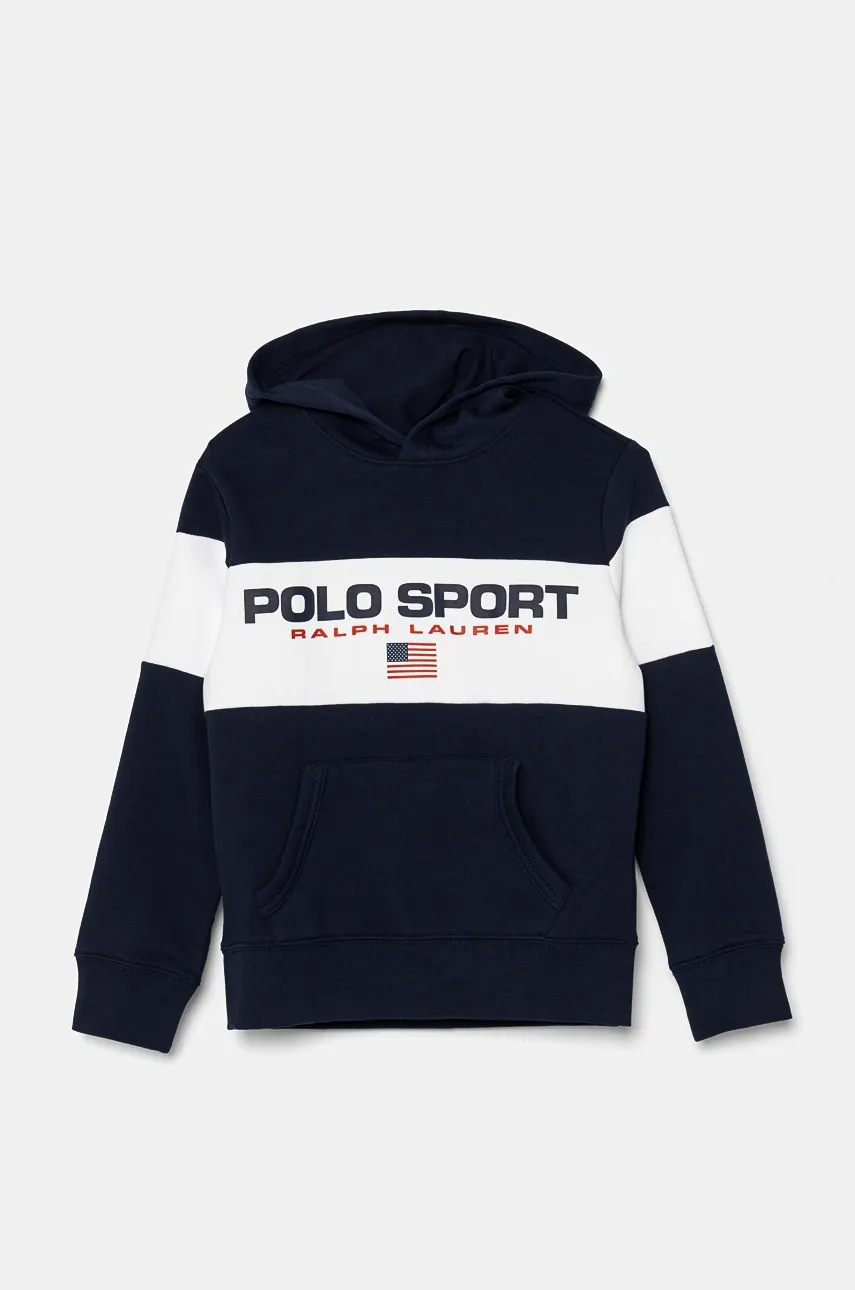 

Детски суичър Polo Ralph Lauren в тъмносиньо с качулка с принт 323962119001, Тъмносин