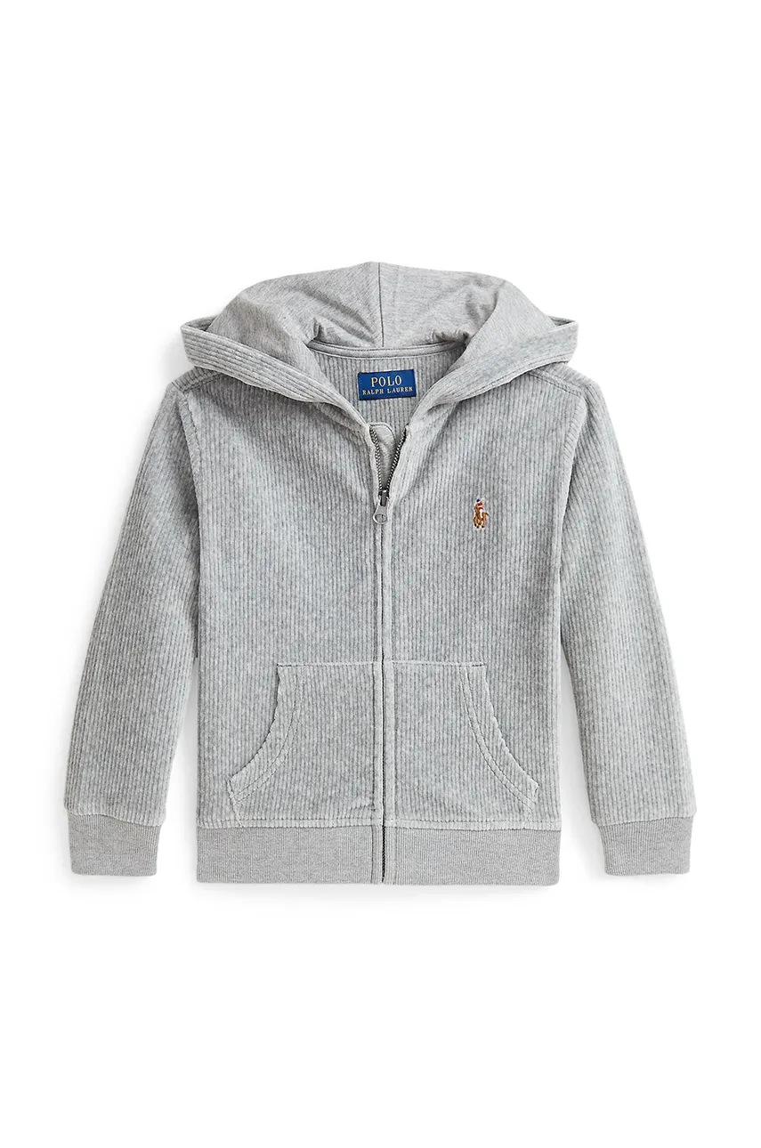 

Детски суичър Polo Ralph Lauren в сиво с качулка с изчистен дизайн 322952461001, Сив