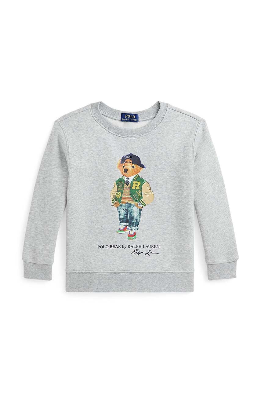 Levně Dětská mikina Polo Ralph Lauren šedá barva, s potiskem, 322960439003