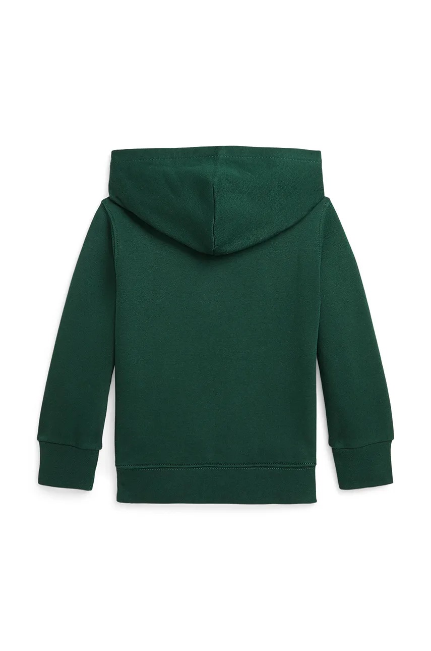 Дитяча кофта Polo Ralph Lauren колір зелений з капюшоном з принтом 322960440003