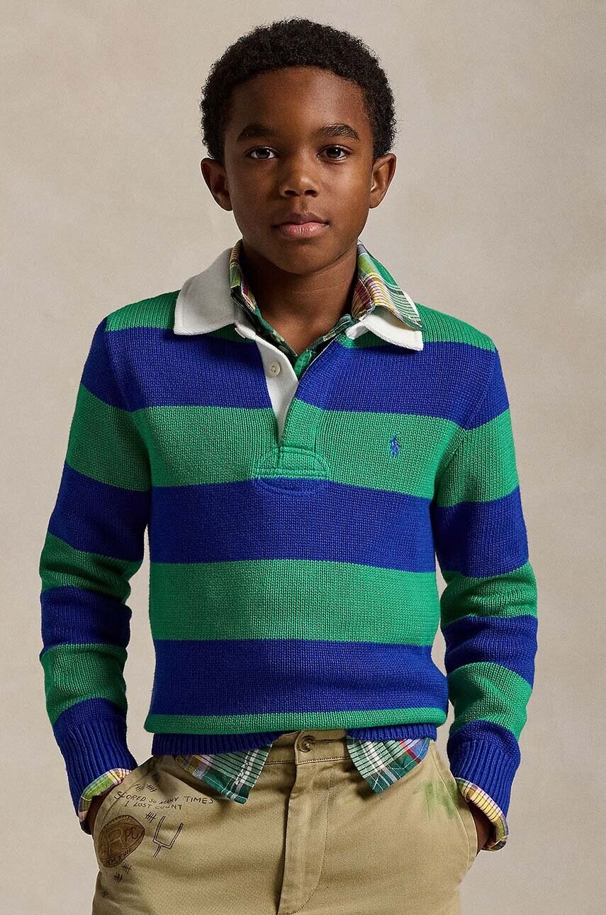 Levně Dětský bavlněný svetr Polo Ralph Lauren zelená barva, 323951145001