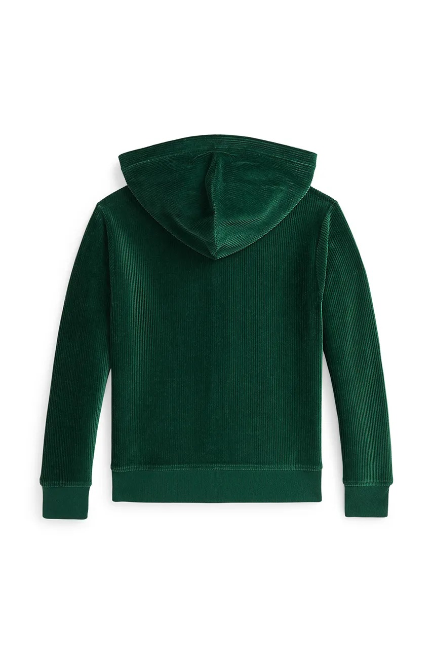 Детская кофта Polo Ralph Lauren цвет зелёный с капюшоном однотонная 323952461002