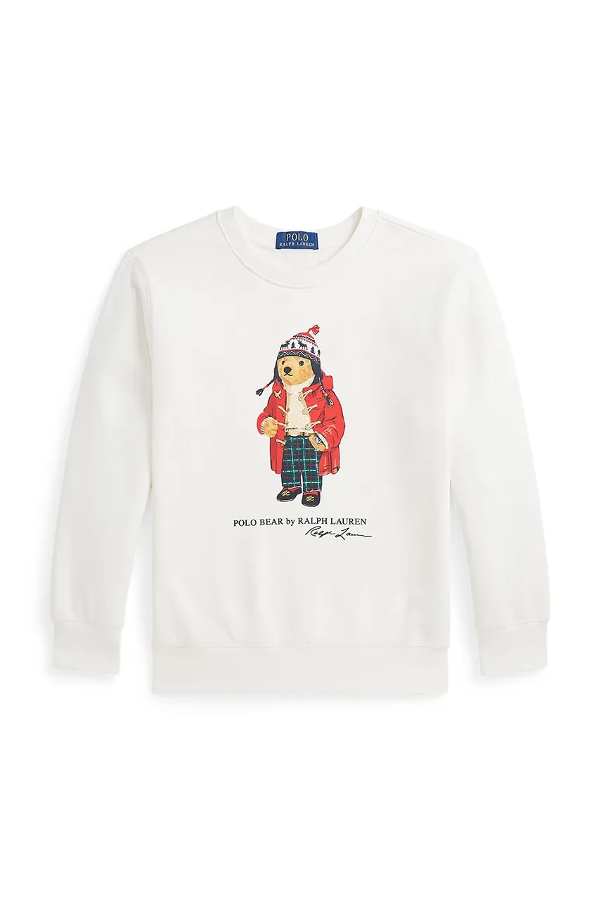 Levně Dětská mikina Polo Ralph Lauren bílá barva, s potiskem, 323960439002