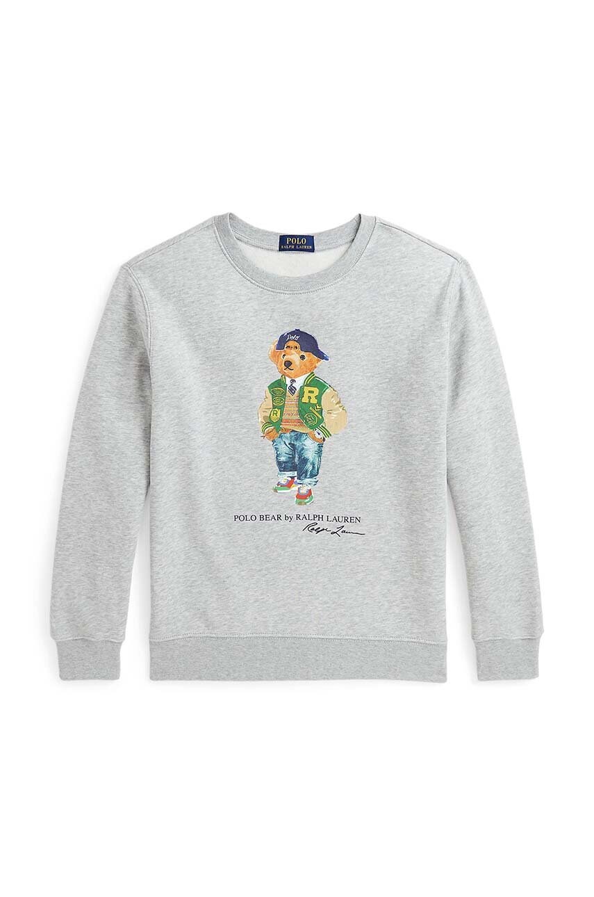 Levně Dětská mikina Polo Ralph Lauren šedá barva, s potiskem, 323960439003