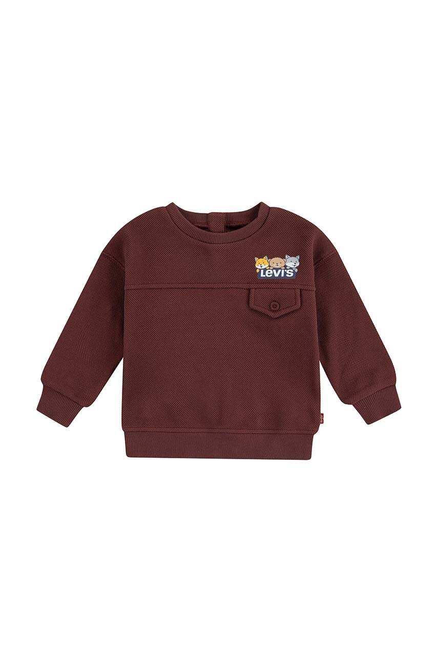 Levi\'s bluza bebe CHARACTER POCKET CREW culoarea maro, cu imprimeu, 6EL339