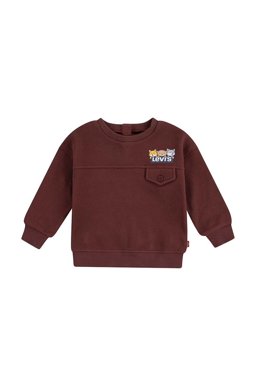Levi\'s bluza bebe CHARACTER POCKET CREW culoarea maro, cu imprimeu, 6EL339
