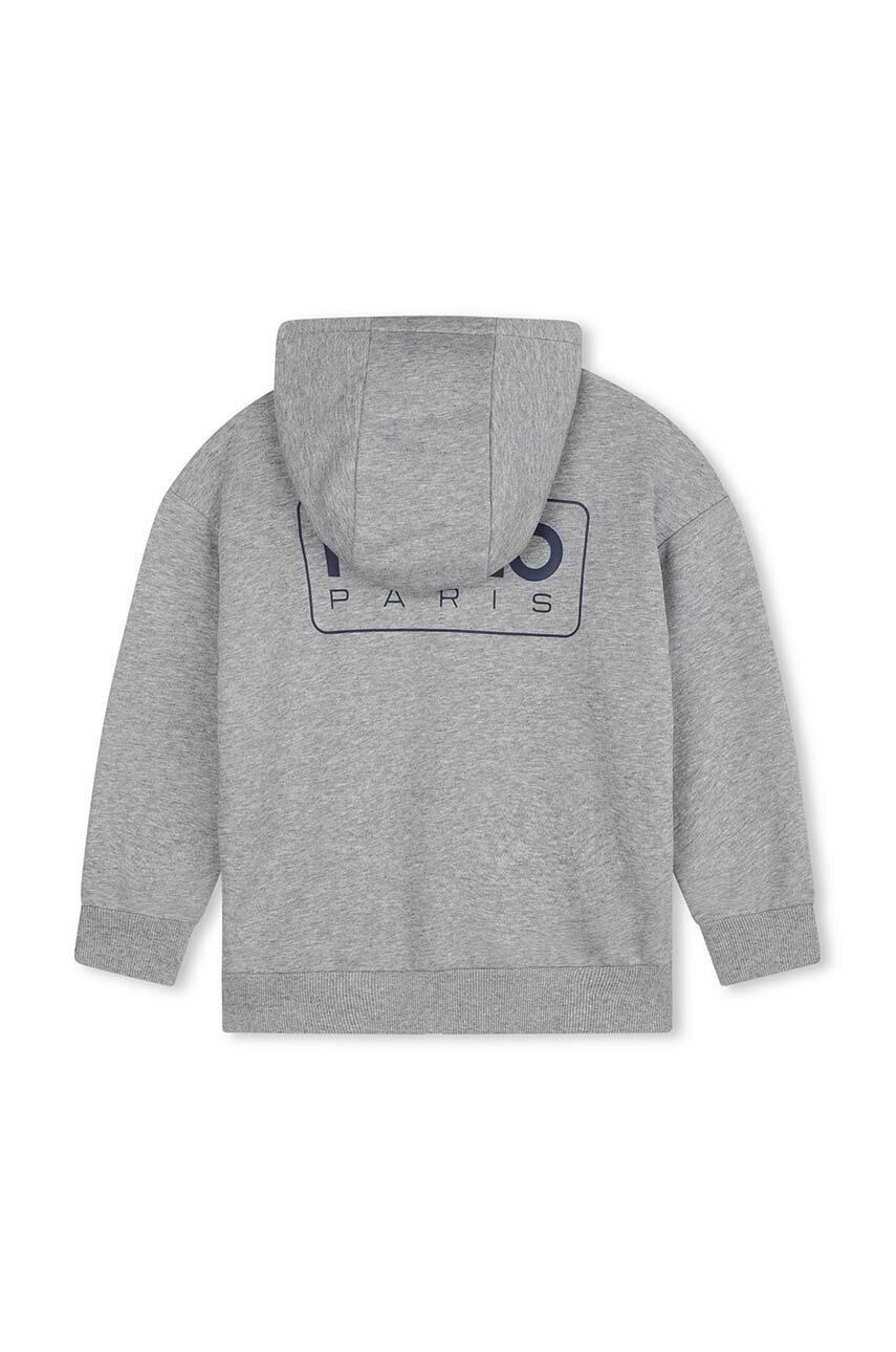 Детская кофта Kenzo Kids цвет серый с капюшоном с принтом K60810