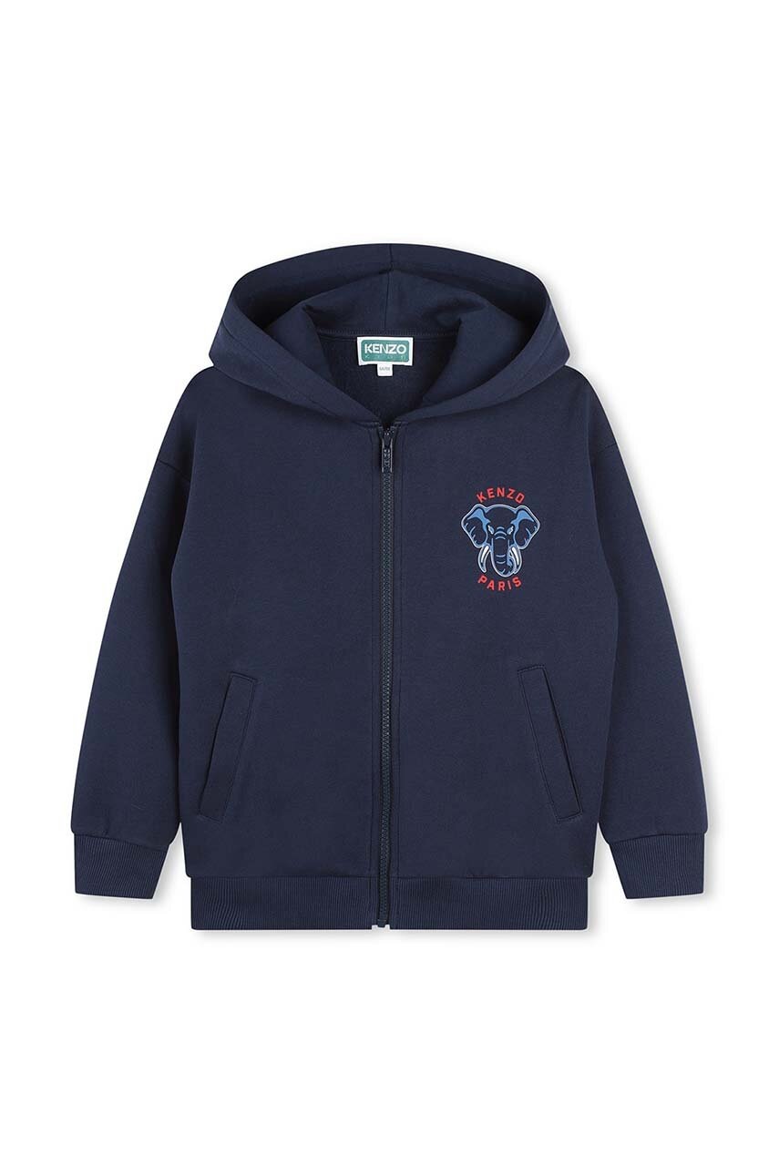 Kenzo Kids bluza copii culoarea albastru marin, cu glugă, cu imprimeu, K60813
