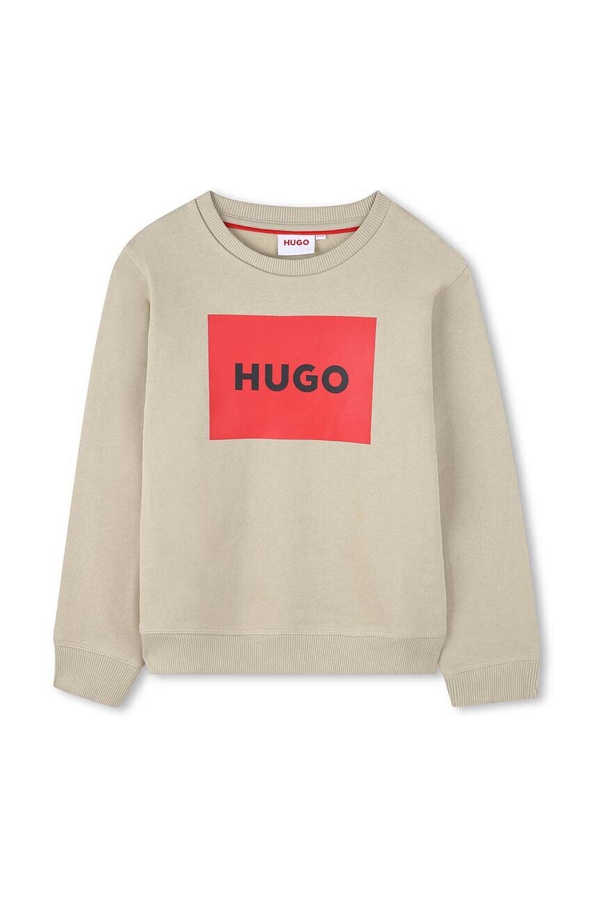 HUGO bluza copii culoarea bej, cu imprimeu, G00163